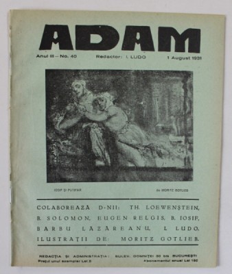 ADAM , REVISTA , redactor I. LUDO , NR. 40 , 1931 foto