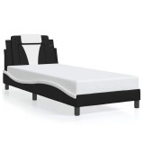 Cumpara ieftin Cadru de pat, Viana, fara saltea, alb/negru, 80x200 cm, piele ecologica
