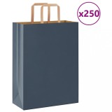 vidaXL Pungi de h&acirc;rtie 250 buc cu m&acirc;nere Albastre 26x12x35 cm