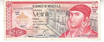 M1 - Bancnota foarte veche - Mexic - 20 pesos - 1976 foto