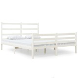 Cumpara ieftin Cadru de pat mic dublu, alb, 120x190 cm, lemn masiv de pin