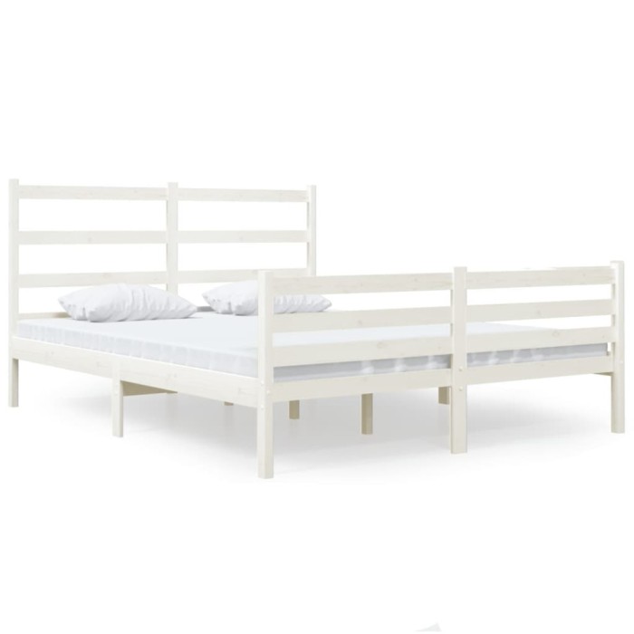 Cadru de pat mic dublu, alb, 120x190 cm, lemn masiv de pin