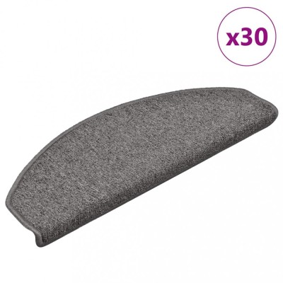 vidaXL Covorașe pentru scări, 30 buc., 65x24x4 cm, gri &amp;icirc;nchis, semirotunde, mari foto