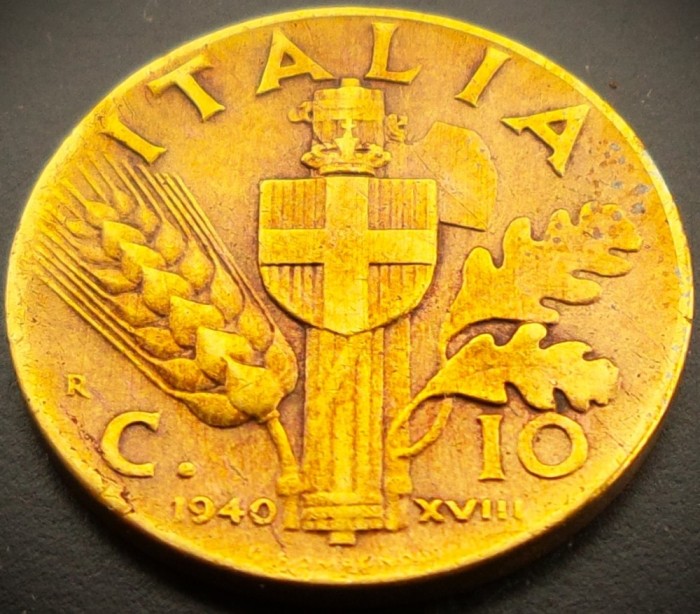 Moneda istorica 10 CENTESIMI - ITALIA FASCISTA, anul 1940 * cod 681 A