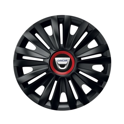 Set 4 capace roti Negre Cu Inel Rosu Royal R16 pentru gama auto Dacia foto
