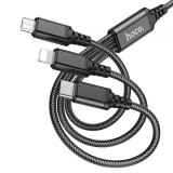 Cablu Incarcare USB-A - Lightning / microUSB / USB-C HOCO X76 3in1, 18W, 1m, Negru, Apple