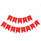 Banner Happy Birthday Rosu Auriu, Ghirlanda 2.5m x 17cm, Decor Petrecere Copii, Aniversare, Ropet