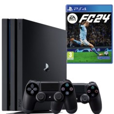 Consola Sony PlayStation 4 PRO PS4 1TB + 2 Controllere Second-Hand SH + Joc Ea Sports Fc 24