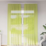 vidaXL Perdele Voile cu buzunare pentru bare 2 buc verde măr 4102165