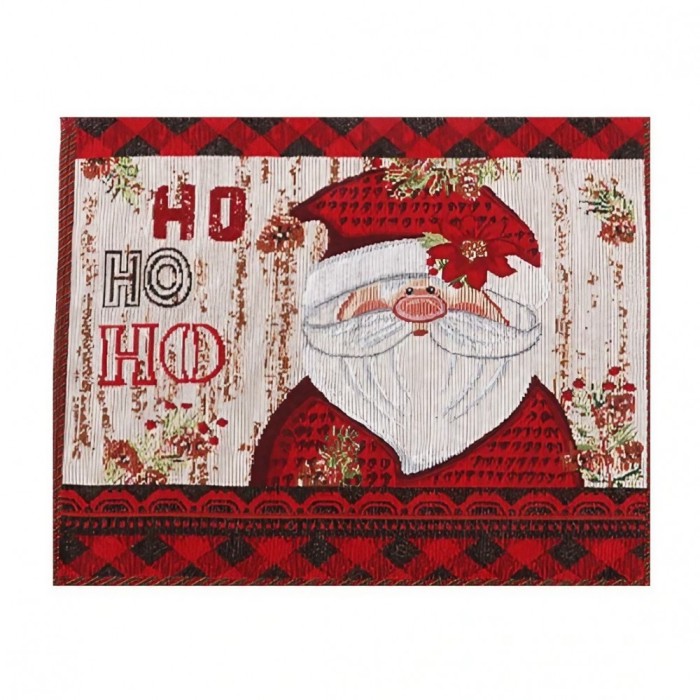 Servet de masa, flippy, model mos craciun, scris hohoho, tematica craciun, prosop pentru masa, bumbac si fibre sintetice, 43x33 cm, rosu