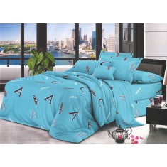 Lenjerie de pat pentru o persoana cu husa de perna patrata, Seraphina, bumbac mercerizat, multicolor