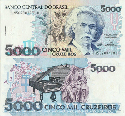 1992, 5.000 cruzeiros (P-232b) - Brazilia - stare UNC foto