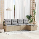 Cumpara ieftin Set de canapele pentru grădină cu pernă 5 pcs Bej Rattan poli