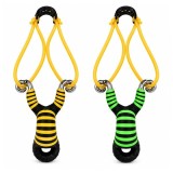 Cumpara ieftin Set doua praștii din aliaj cu benzi elastice DEPOX&reg;, m&acirc;ner ergonomic, 13 cm, galben/verde