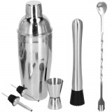 Cumpara ieftin Kit pentru barmani, cocktail shaker, inox, set 6 piese, 550 ml, Springos