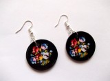 cercei lemn cu flori multicolore 40683