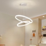 Lustra LED suspendata cu telecomanda CASIANA 69W, 2 Cercuri, lumina Rece/Calda/Neutra, Dimabila, Alb, Inaltime Reglabila ModernLight Concept