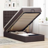 Cumpara ieftin Cadru de pat otoman cu saltea țesătură maro &icirc;nchis 90x190cm
