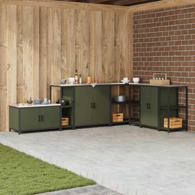 vidaXL Raft de depozitare pentru bucătărie cu raft Verde oliv Oţel 874978 foto