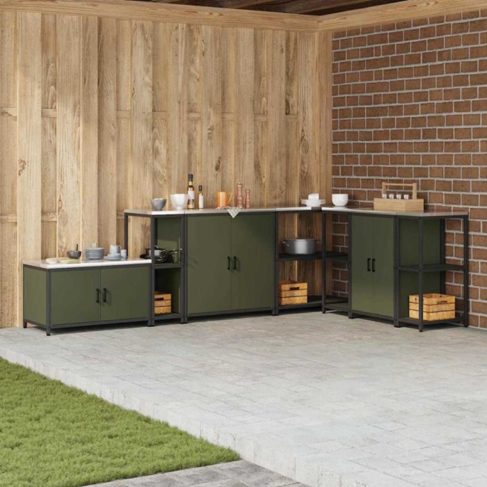 vidaXL Raft de depozitare pentru bucătărie cu raft Verde oliv Oţel 874978