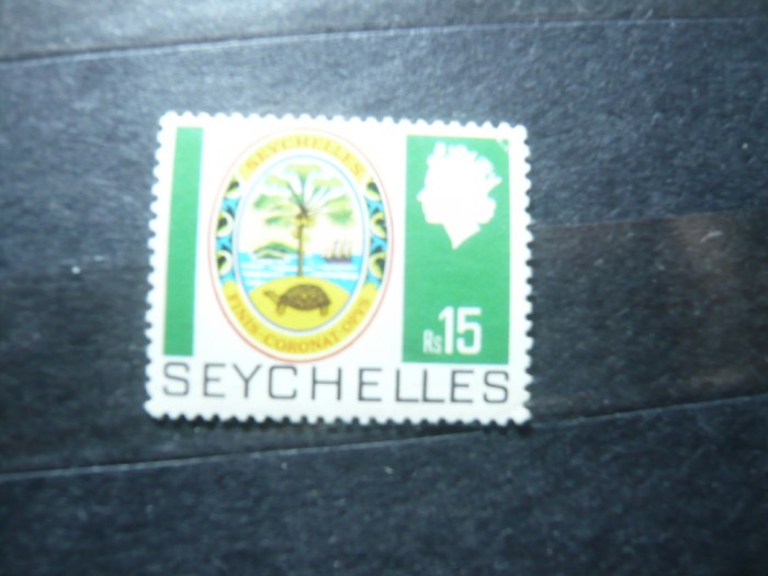 Timbru Seychelles colonie britanica 1969 - 15 Rs , pliu pe colt R. Elisabeta