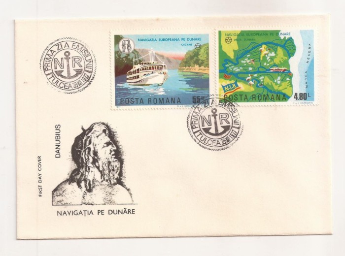 P2 Plic FDC-Prima zi a emisiunii -Danubius, Navigatie pe Dunare, necirculat 1977