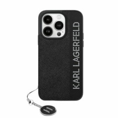 Husa pentru iPhone 15 Pro Max - Karl Lagerfeld Saffiano Rhinestones&amp;Charm (KLHCP15XPSAKDGCK) - Black