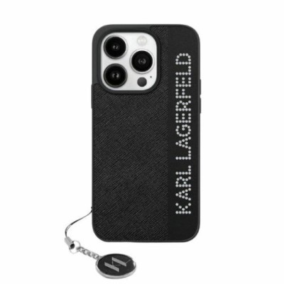 Husa pentru iPhone 15 Pro Max - Karl Lagerfeld Saffiano Rhinestones&amp;amp;Charm (KLHCP15XPSAKDGCK) - Black foto