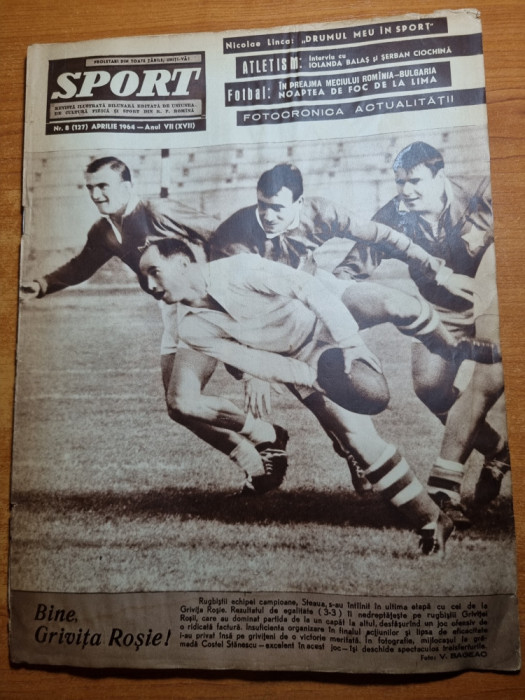 revista sport aprilie 1964-dinamo bucuresti,parcalab,petrolul ploiesti,i.balas