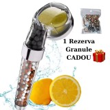 Para Dus Premium cu Vitamina C Pietre Minerale Bioactive Filtru Ionic |Functii Economisire si Crestere Presiune Apa + 1 Rezerva Pietre Minerale CADOU