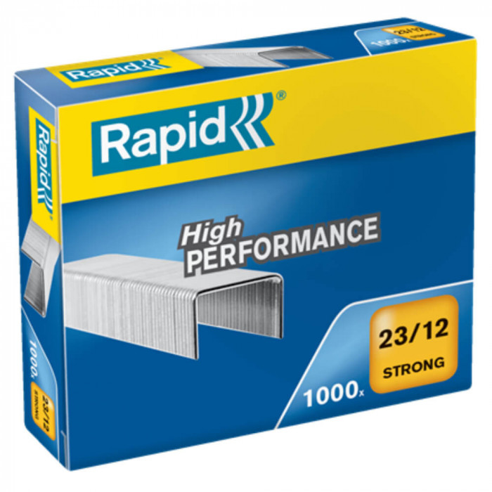 Capse 23/12 Rapid Strong, 1000 Buc/Set, Capacitate 90 Coli, Capse Rezitente, Capse Otel, Capse din Otel, Set de Capse, Set Capse Rapid, Capse Rapid St