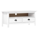 Cumpara ieftin Comoda TV Hill, alb, 110x40x47 cm, lemn masiv de pin