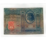 Austro-Ungaria 1912(1919) - 100 korona, cu timbru Cehoslovacia, uzata