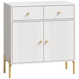 HOMCOM Bufet pentru living, mobilier de depozitare cu 2 uși, 2 sertare, rafturi reglabile și picioare metalice, 80 x 39 x 86 cm, Alb | Aosom Romania