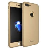 Cumpara ieftin Husa Full Cover 360&deg; fata + spate + geam sticla IPAKY pentru Apple iPhone 7 Plus, auriu