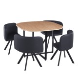 Cumpara ieftin Set mobilier dining mdf stejar negru Bevis 100x100x73 cm, 67x45x69 cm
