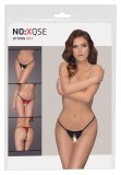 Set 3 chilotei tanga decupati, Negru si Rosu, One Size (S-L)
