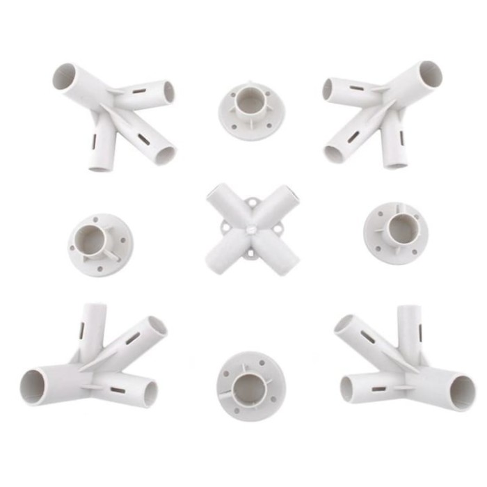 Set 9 conectori pentru montare pavilion de gradina 3x3 m, ABS, alb