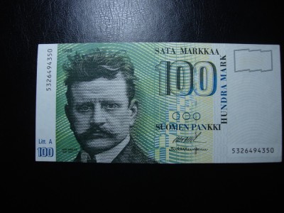 FINLANDA 100 MARKKAA 1986 EXCELENTA foto