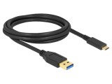 Cablu USB A la USB C DELOCK 2m 10Gbps 22AWG 30AWG Negru 84004