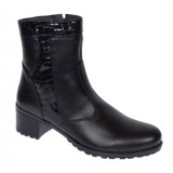 Ghete dama din piele naturala de culoare neagra imblanite Ada MVS83CRN