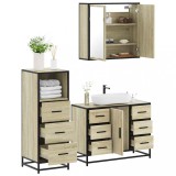vidaXL Set mobilier de baie, 3 piese, stejar sonoma, lemn prelucrat