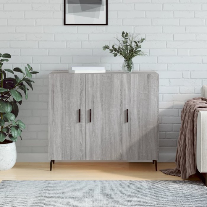 vidaXL Servantă, gri sonoma, 90x34x80 cm, lemn compozit