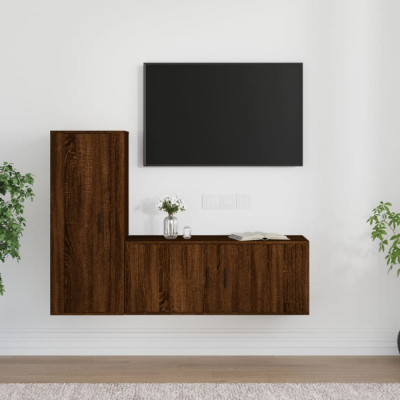 Set dulapuri TV, 2 piese, stejar maro, lemn prelucrat GartenMobel Dekor foto
