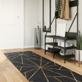 Covor Gossi lavabil negru auriu 80x300 cm, poliester, antiderapant