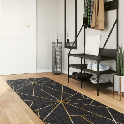 Gossi covor lavabil, negru si auriu, 80x300 cm, anti-alunecare foto