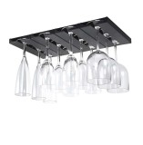 Cumpara ieftin Suport suspendat pentru pahare cu picior Koken, 2x11x25 cm, Plastic/Negru - 4 x Suporturi