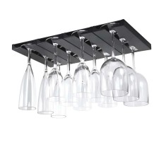 Suport suspendat pentru pahare cu picior Koken, potrivit pentru diverse tipuri de pahare, 2 x 11x 25 cm, Plastic/Negru - 4 x Suport Pahare