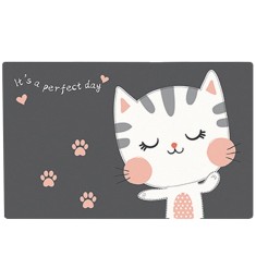 Covoras antiderapant Pufo Lovely Kitty, pentru camera copilului, bucatarie, baie, 58 x 39 cm