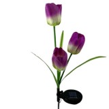 Lampa solara led tip lalele cu 3 flori pentru gradina, inaltime 78 cm, Flippy